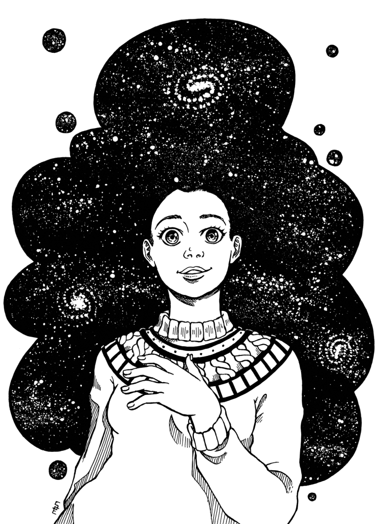 Space Hair Sternenhaar Tintenzeichnung / Ink Drawing Soph's Sketchpad