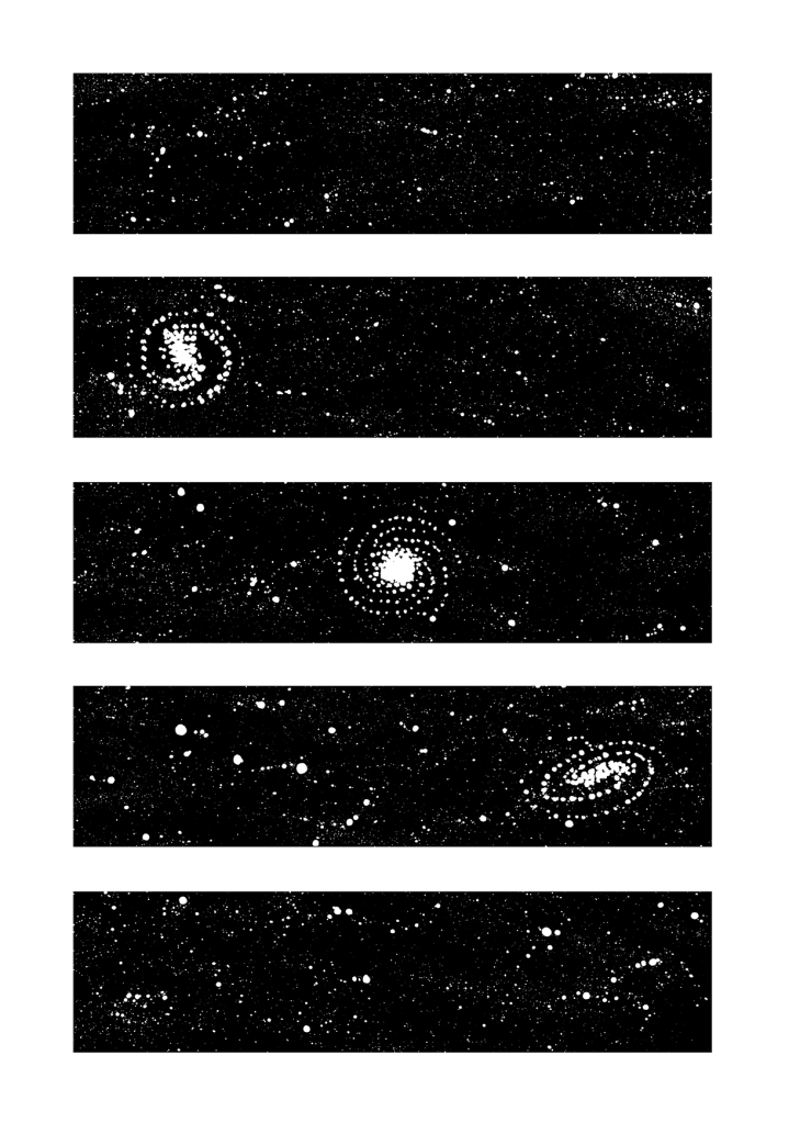 Space Stripes Drawing - Opaque White on Black Paper