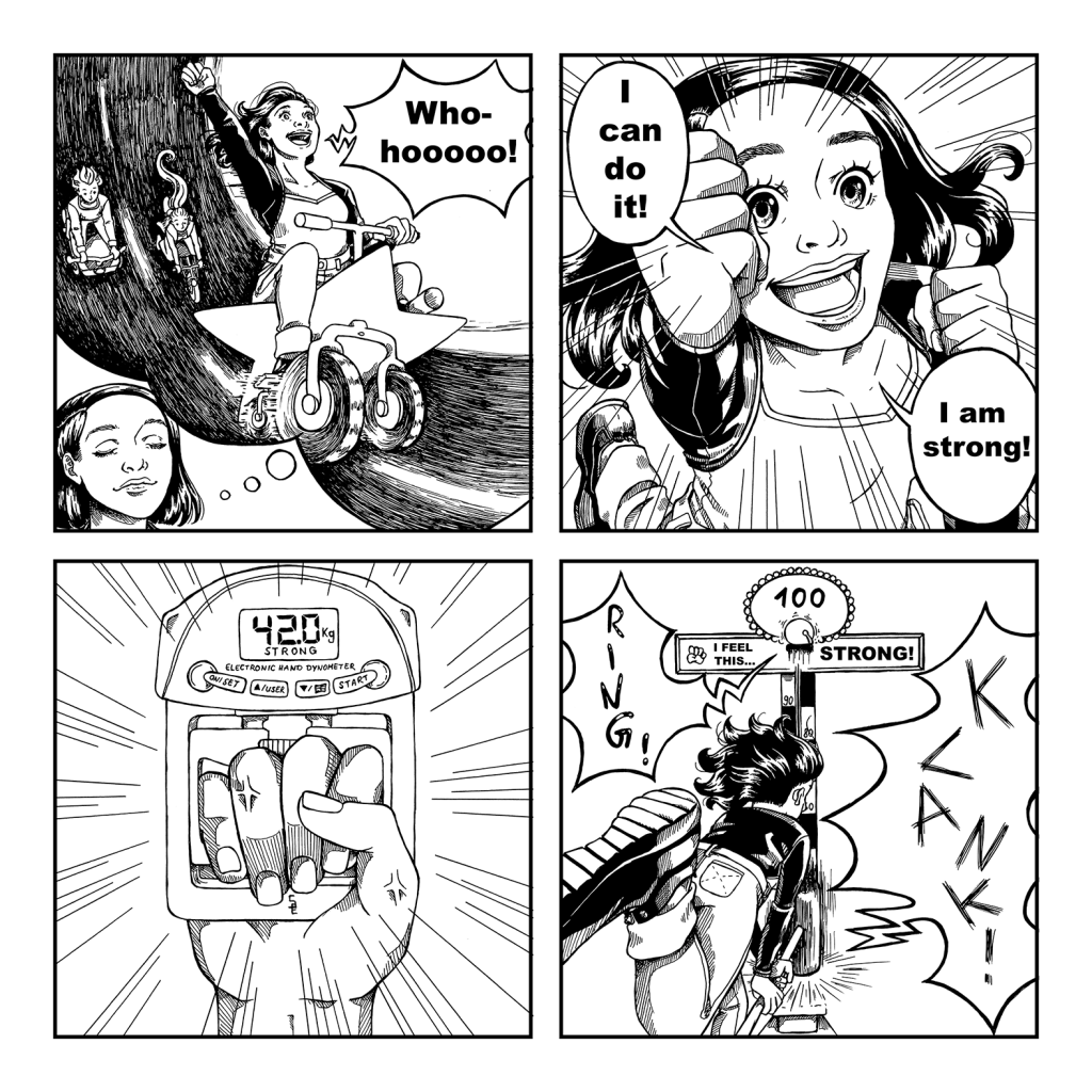 Full Comic Illustration Handgrip Strength and Hypnotic Suggestion